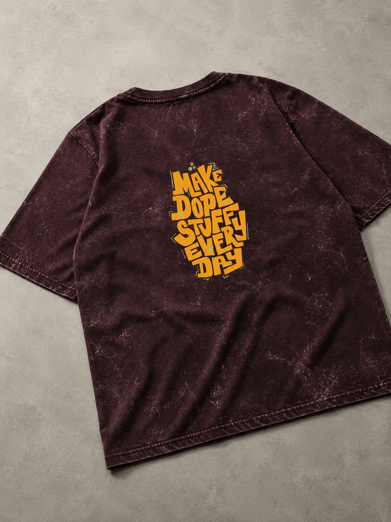 Unisex Acid Washed Maroon Oversized Tee