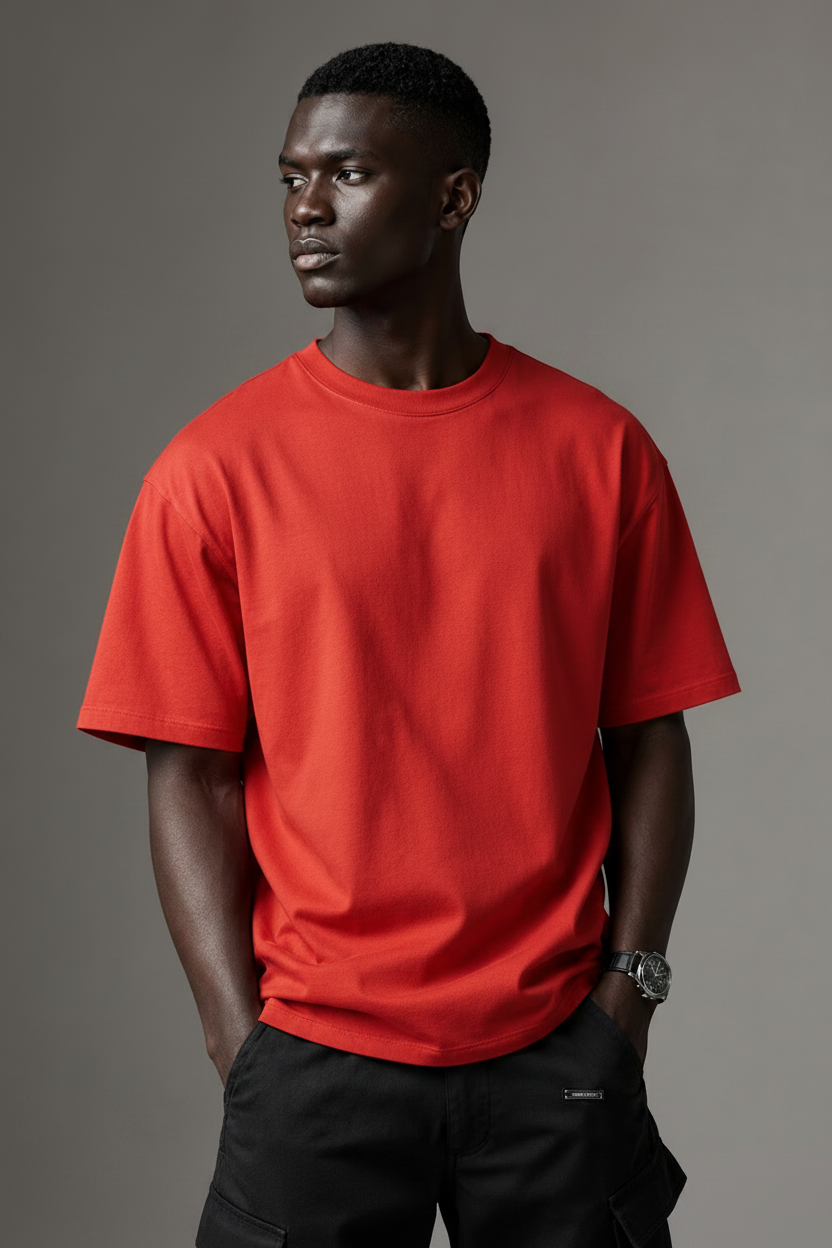 Premium Plain Red Blue Oversized T-Shirt