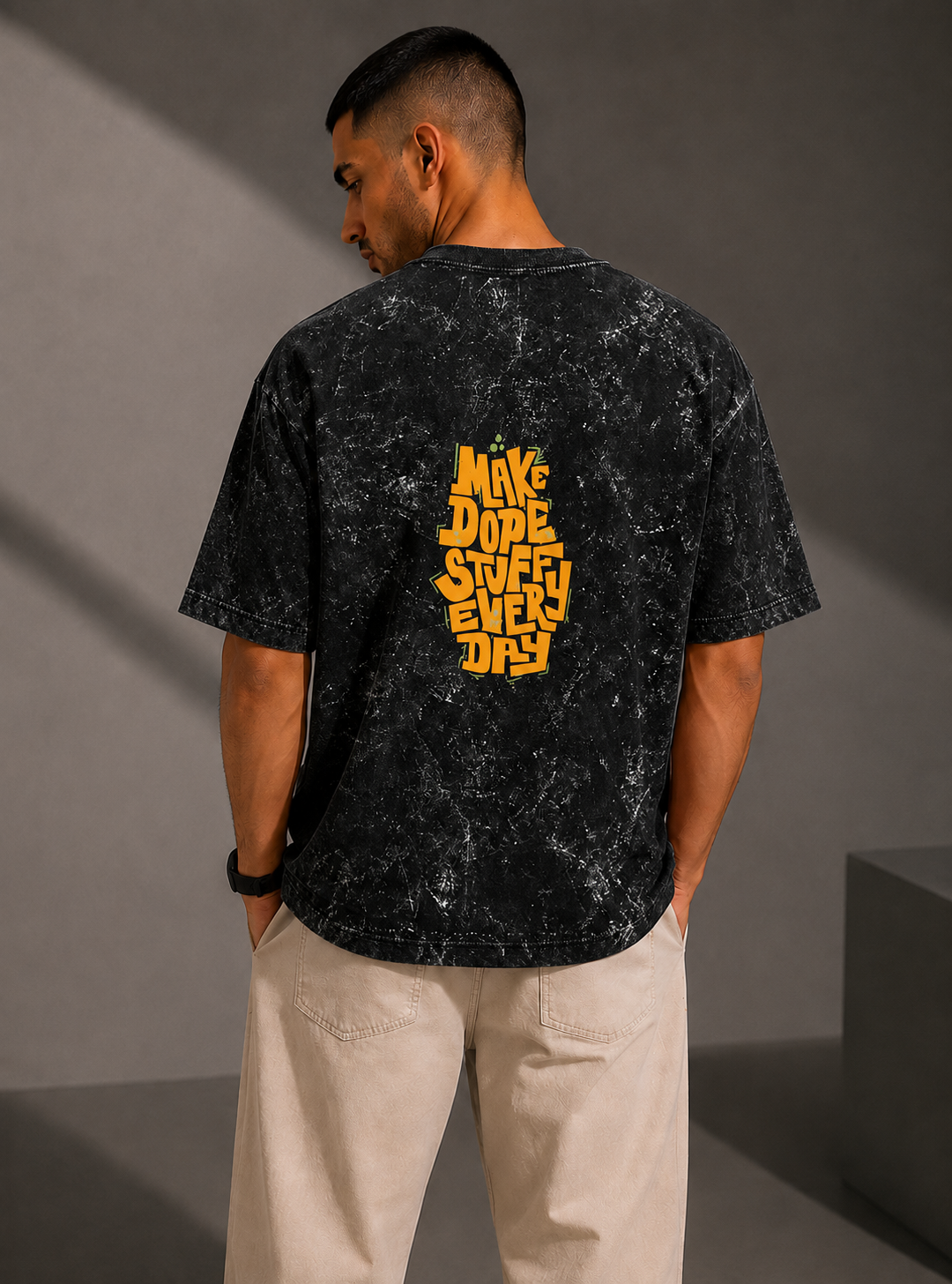 Unisex Acid Washed Black Oversized Tee