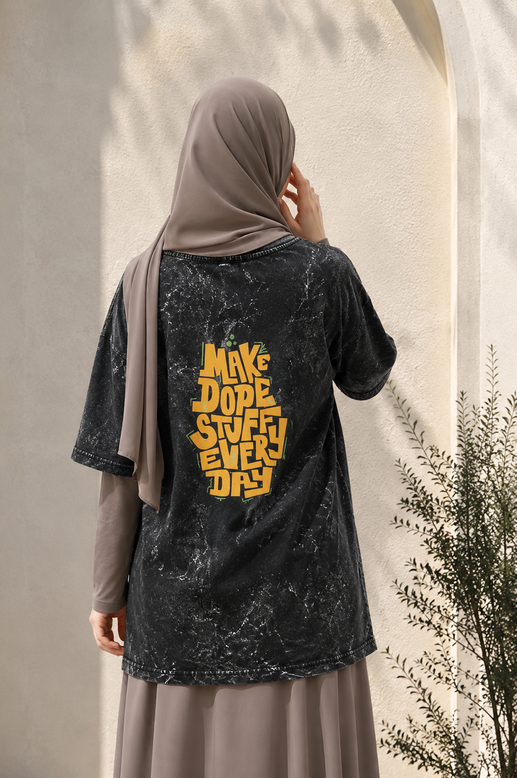 Unisex Acid Washed Black Oversized Tee