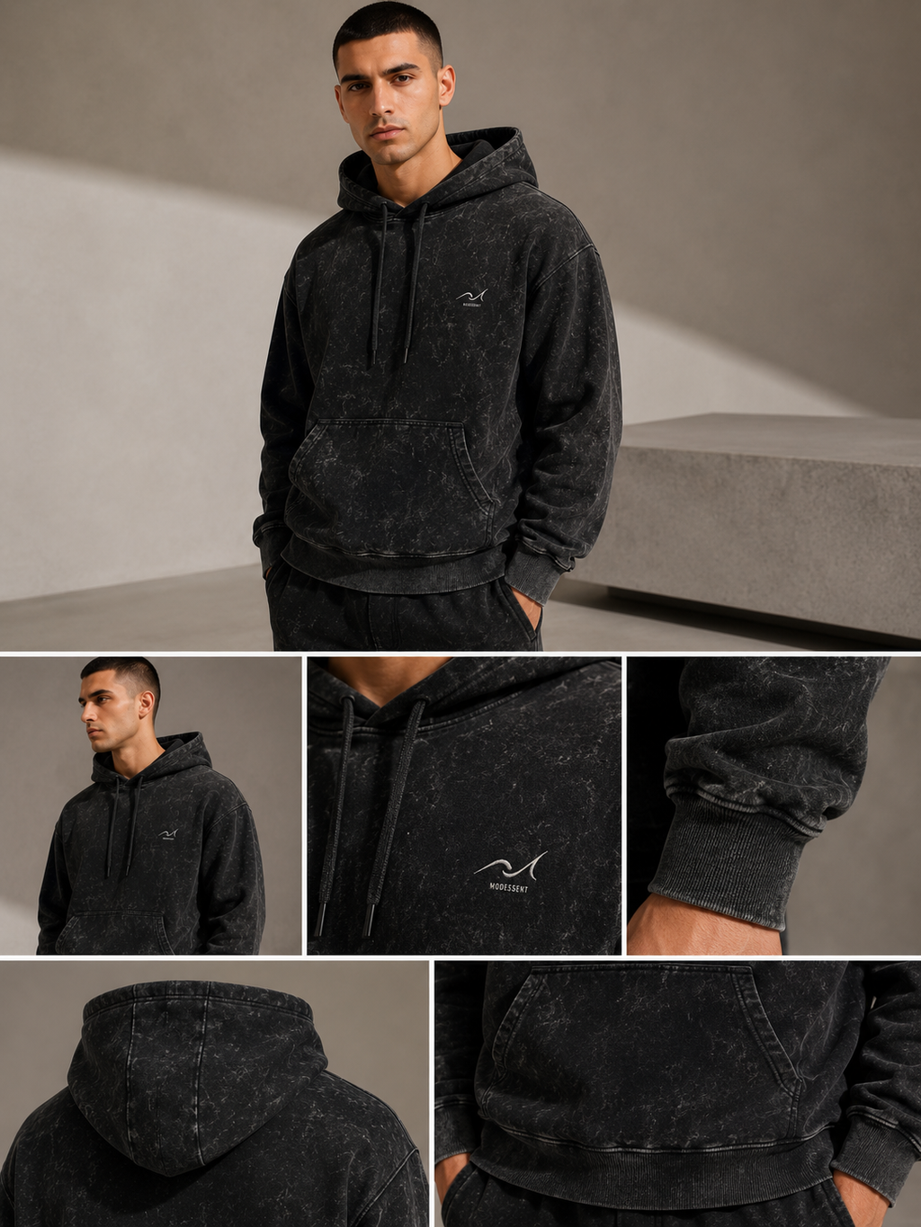 Black Acid Washed Hoodie