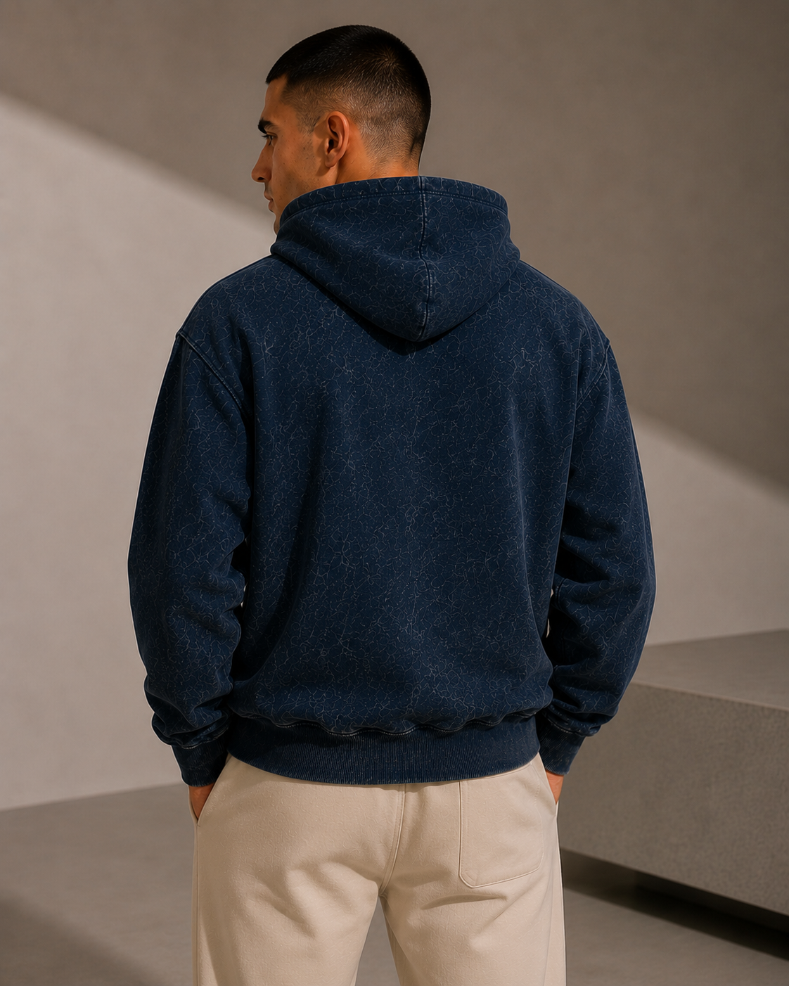 Blue Acid Washed Hoodie