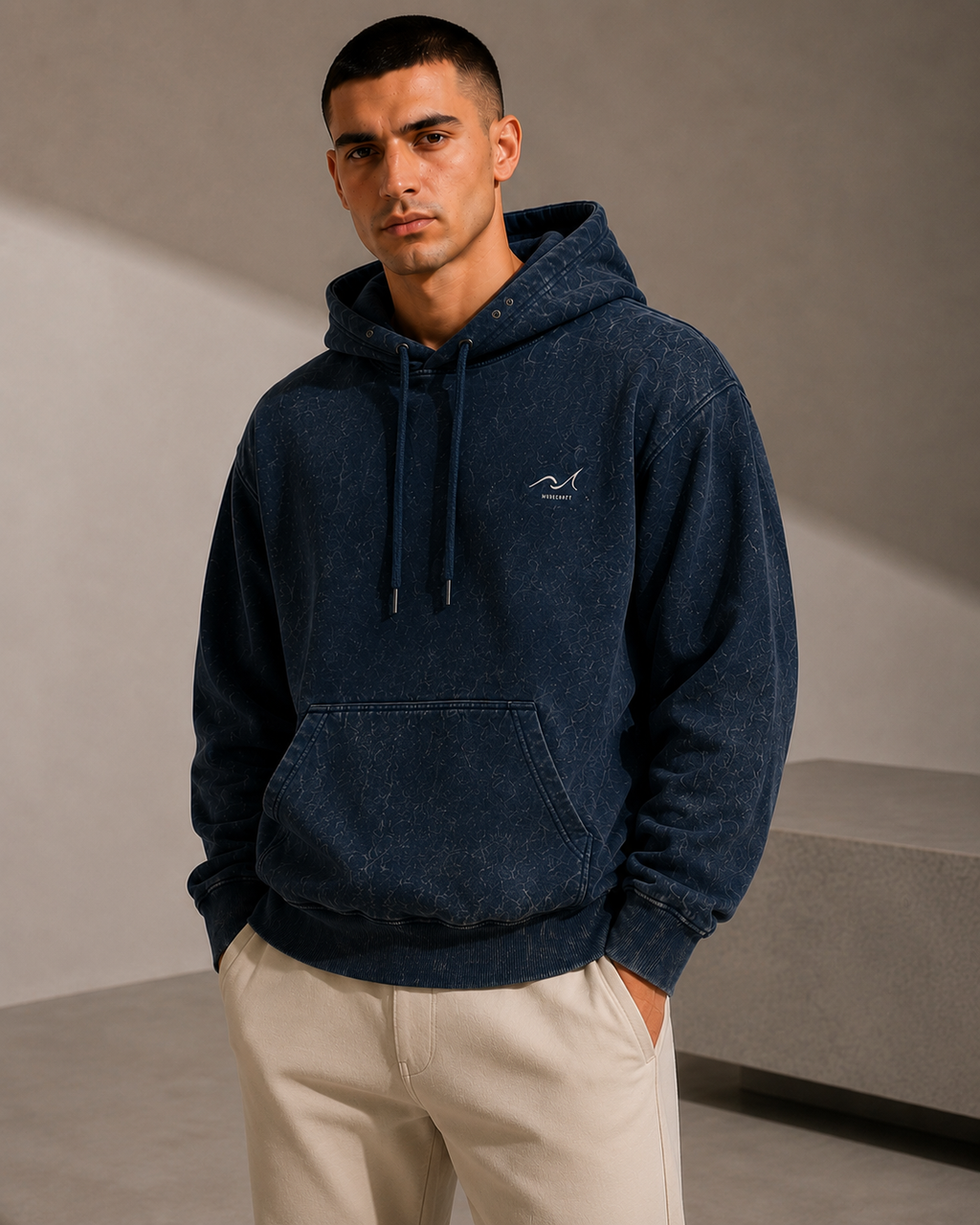 Blue Acid Washed Hoodie