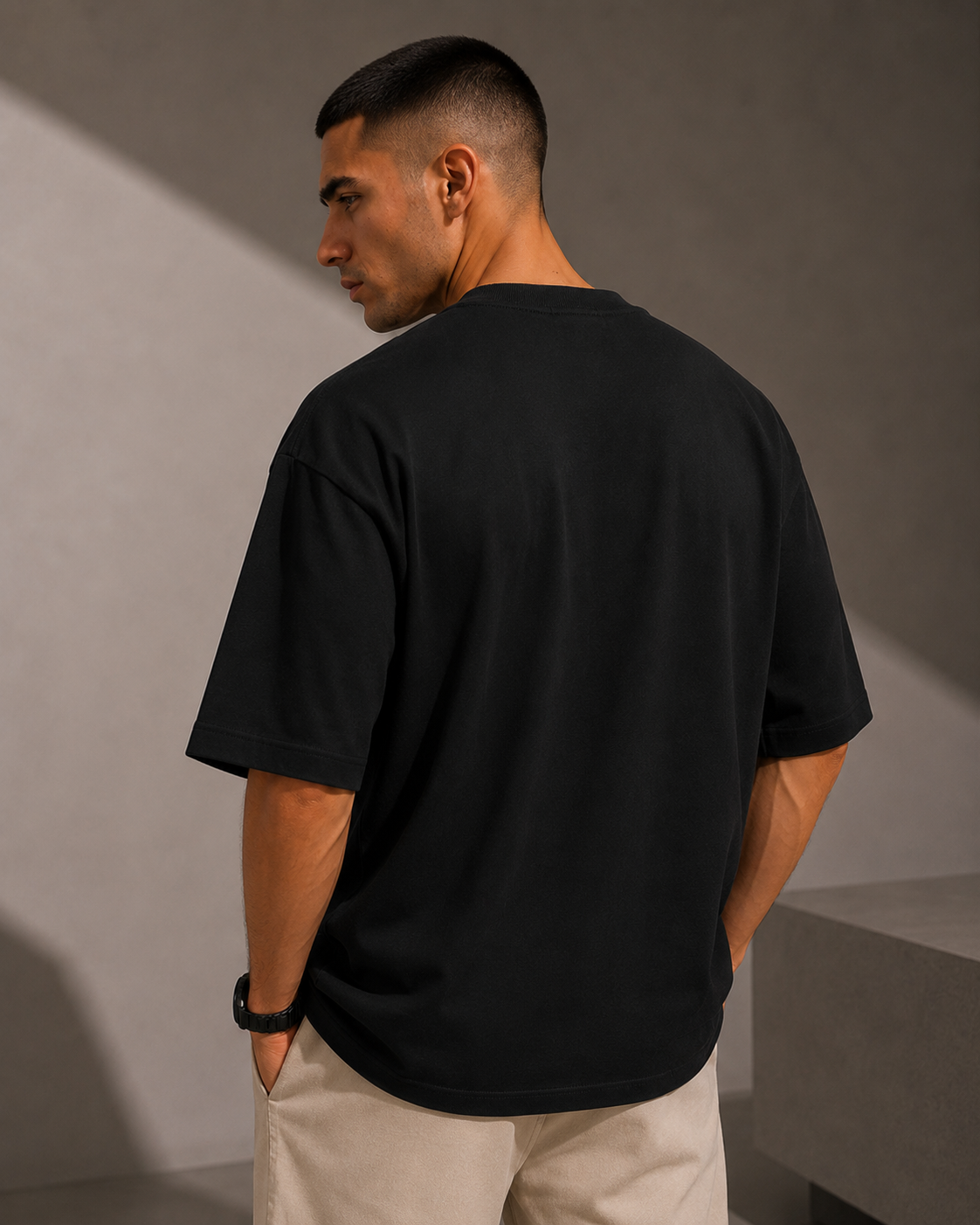 Premium Embroidered Oversized T-Shirt Black
