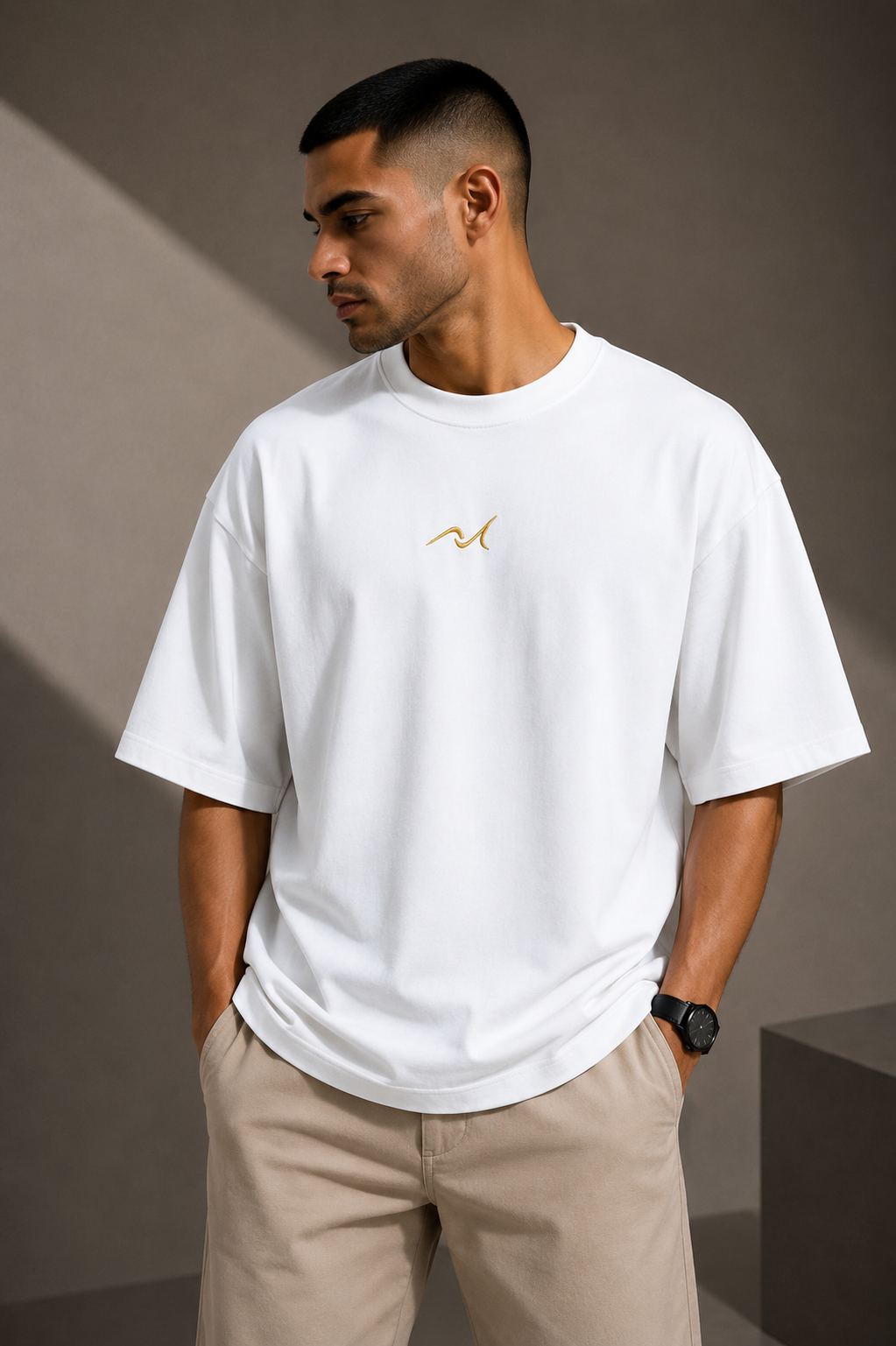 Premium Embroidered Oversized T-Shirt White