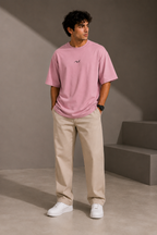 Premium Embroidered Oversized T-Shirt Pink