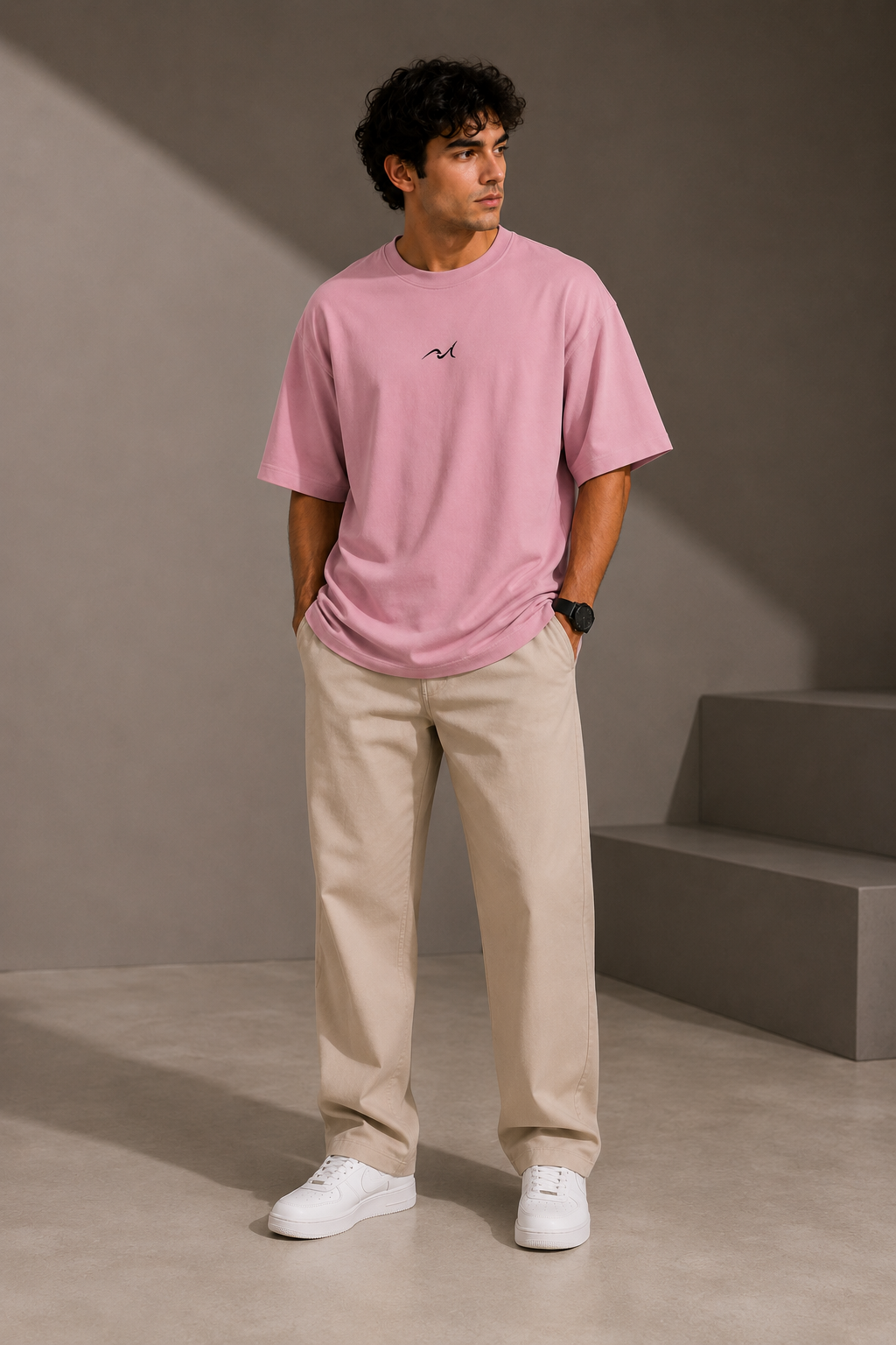 Premium Embroidered Oversized T-Shirt Pink