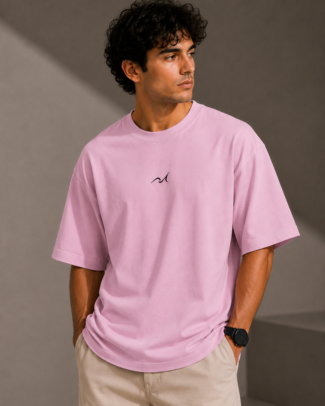 Premium Embroidered Oversized T-Shirt Baby Pink