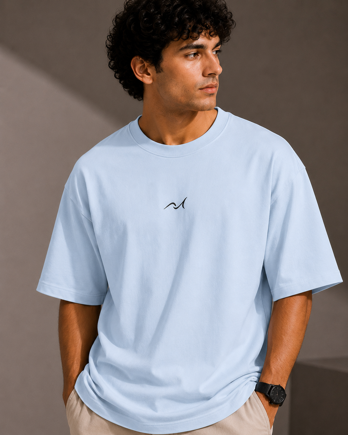 Premium Embroidered Oversized T-Shirt Baby Blue