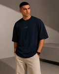 Premium Embroidered Oversized T-Shirt Blue