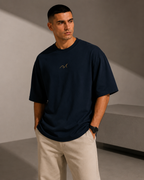 Premium Embroidered Oversized T-Shirt Blue