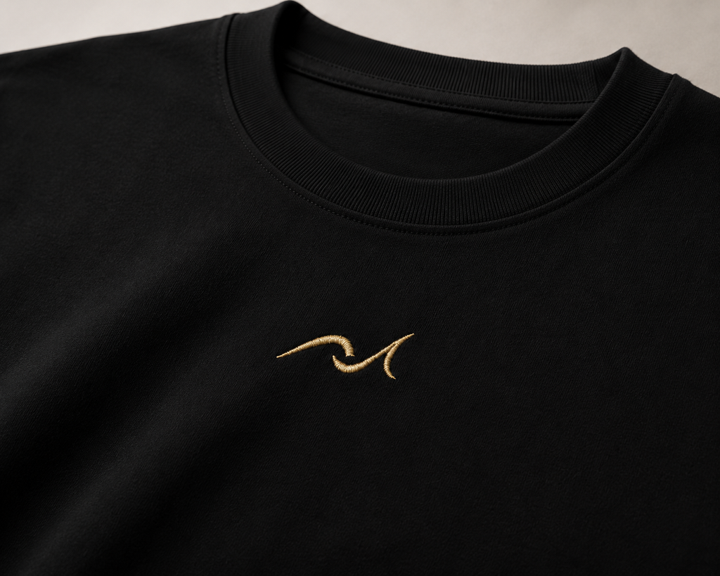 Premium Embroidered Oversized T-Shirt Black