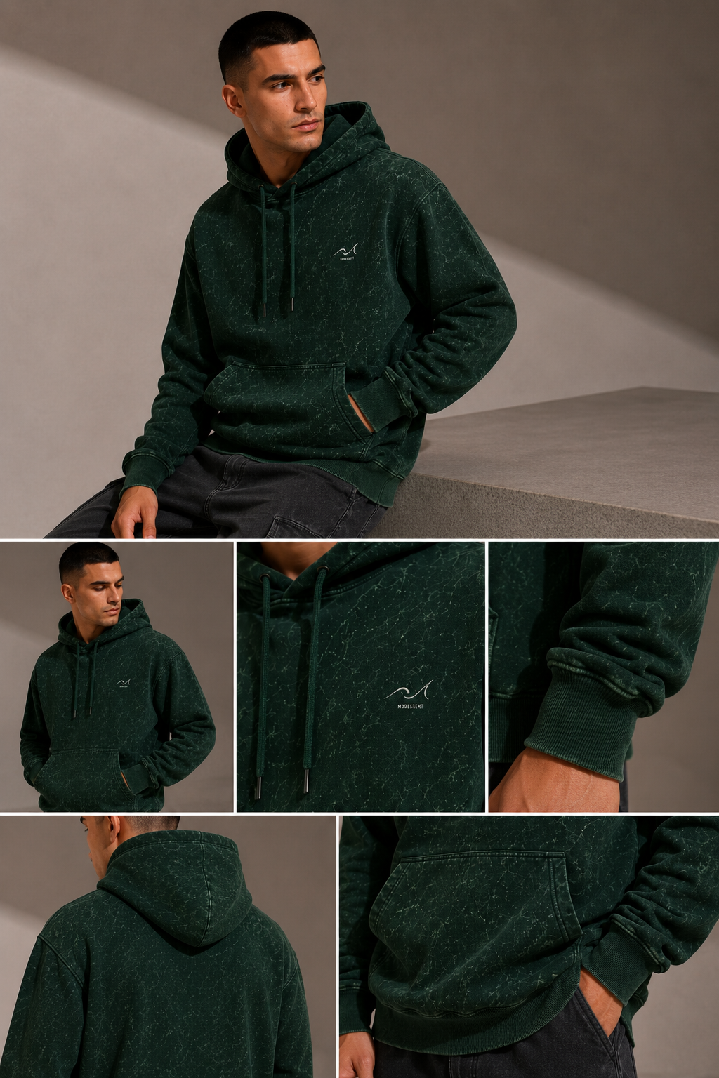 Green Acid Washed Hoodie
