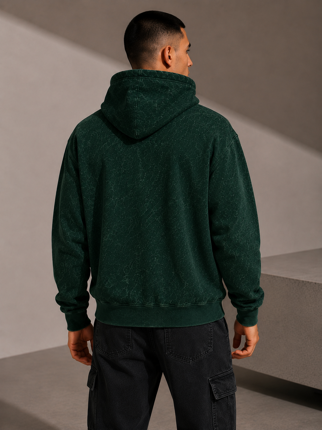 Green Acid Washed Hoodie