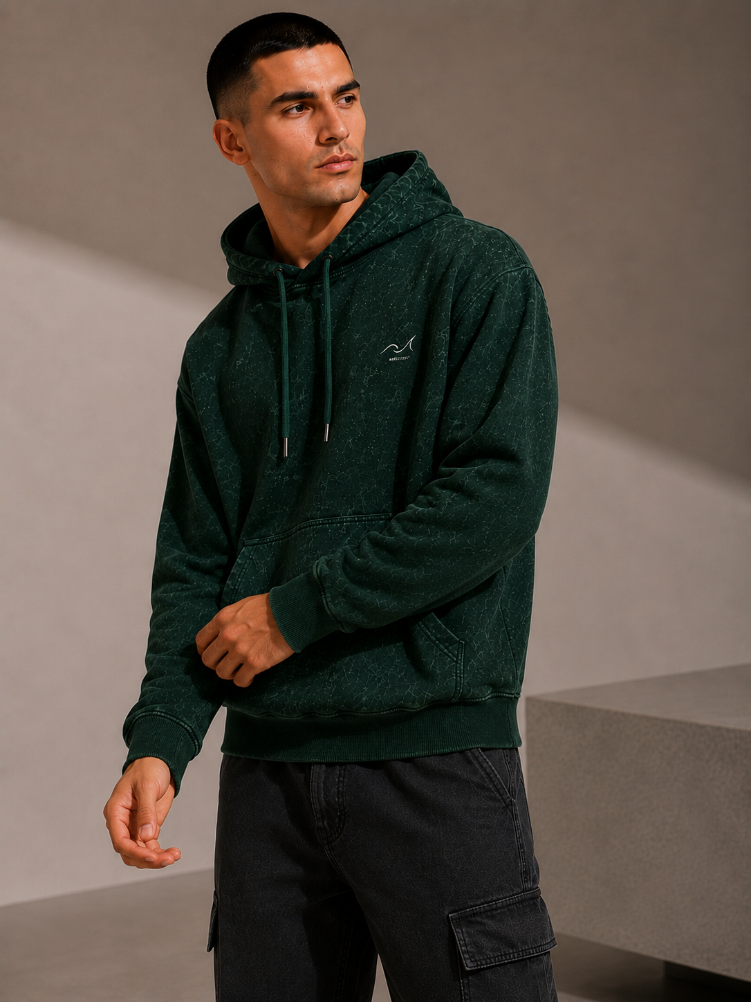 Green Acid Washed Hoodie