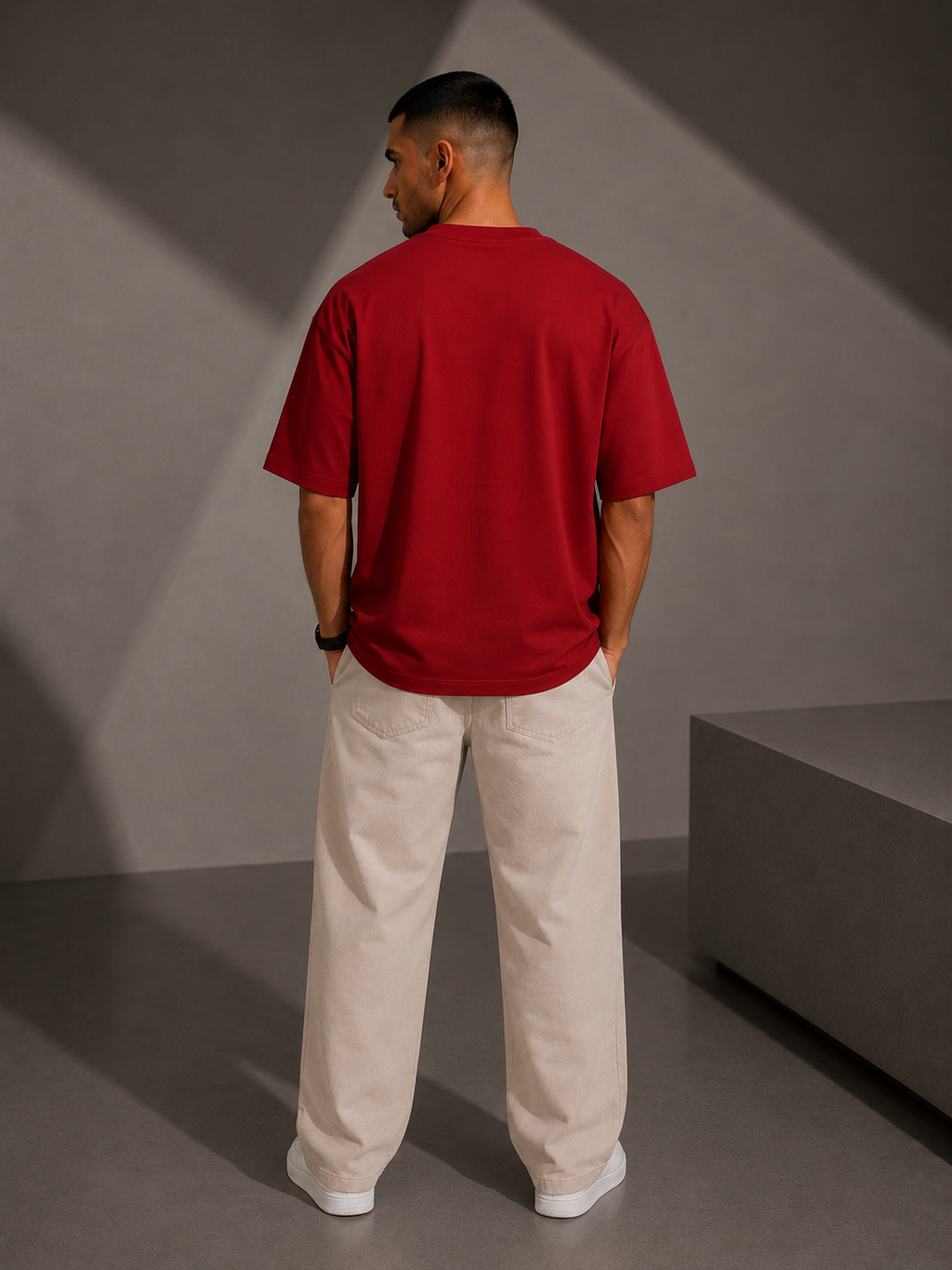 Premium Embroidered Oversized T-Shirt Red