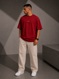 Premium Embroidered Oversized T-Shirt Red
