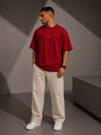 Premium Embroidered Oversized T-Shirt Red