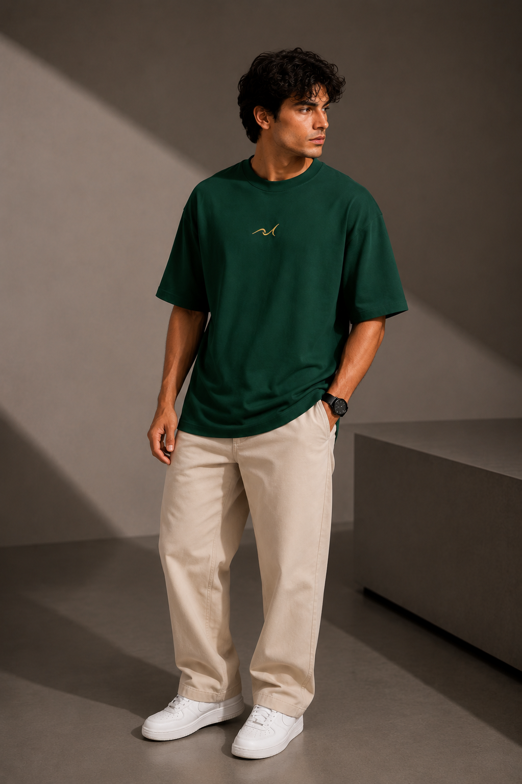 Premium Embroidered Oversized T-Shirt Green