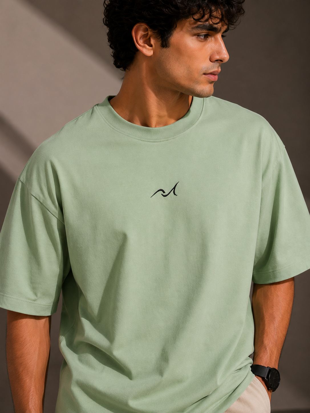 Premium Embroidered Oversized T-Shirt Green