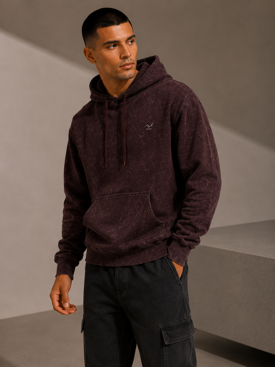 Maroon Acid Washed Hoodie