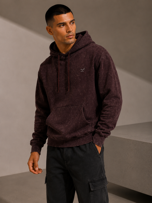 Maroon Acid Washed Hoodie