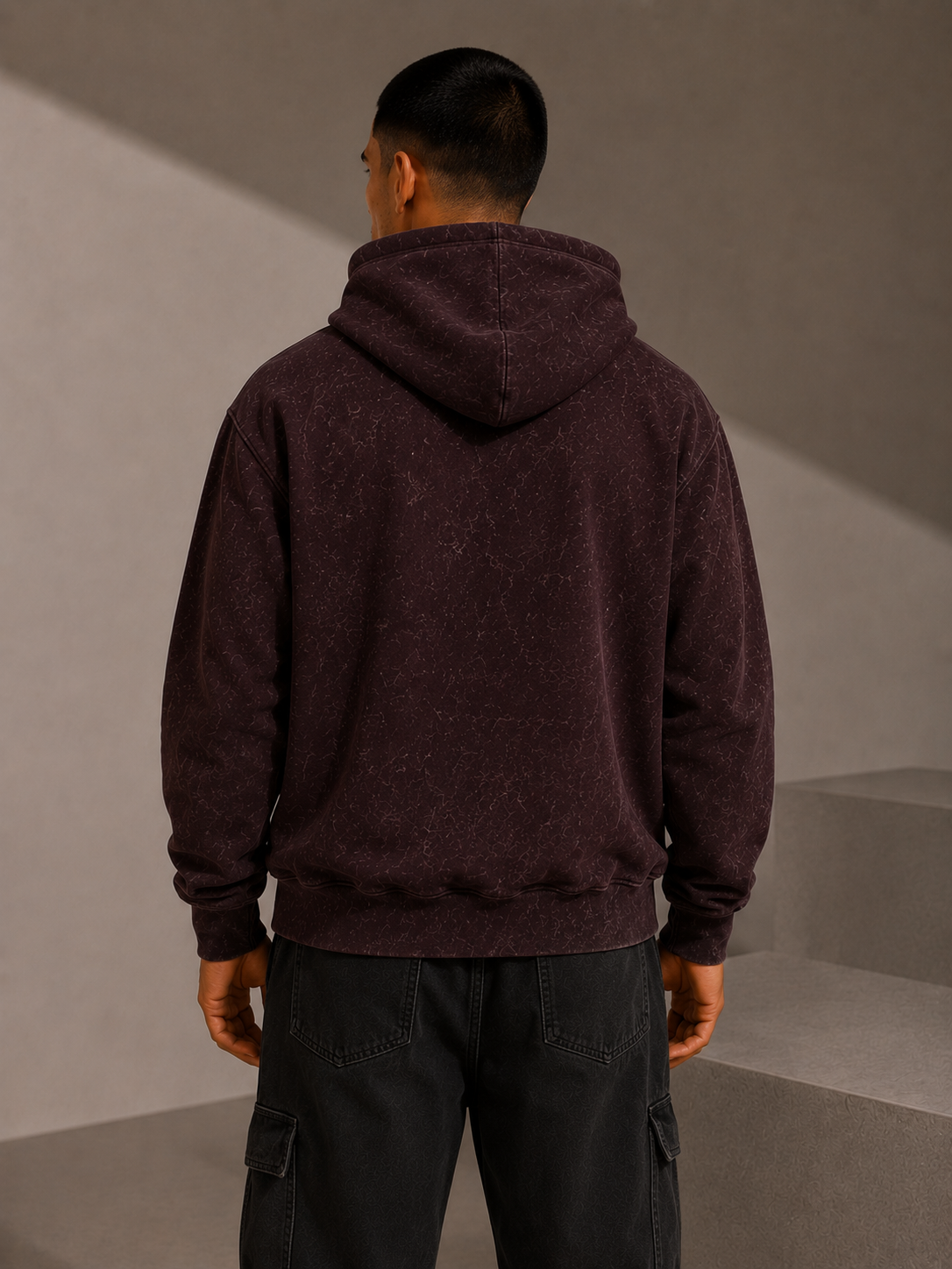 Maroon Acid Washed Hoodie