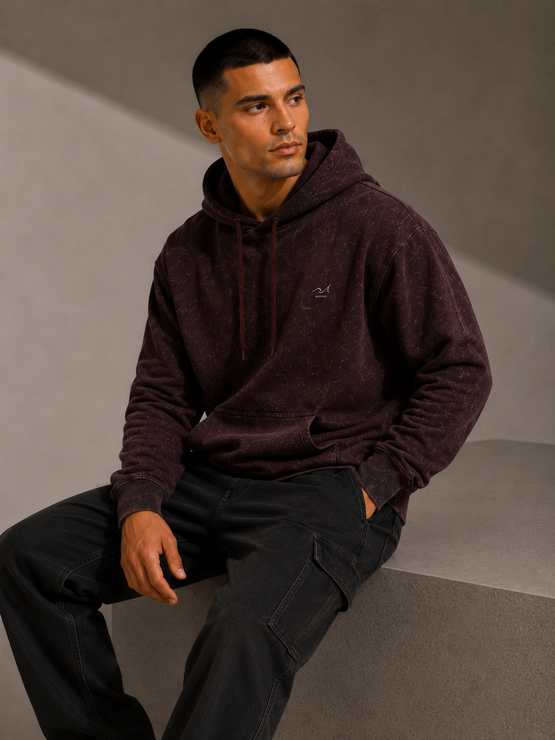 Maroon Acid Washed Hoodie