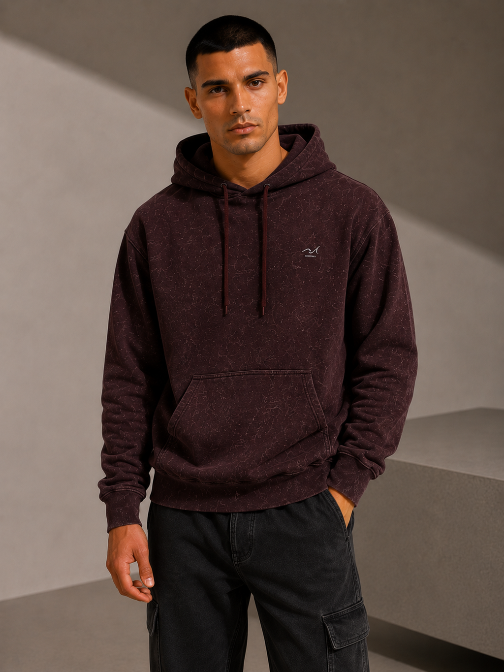 Maroon Acid Washed Hoodie