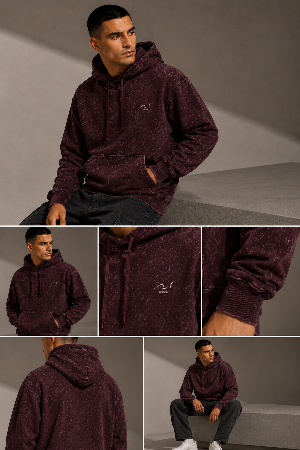 Maroon Acid Washed Hoodie