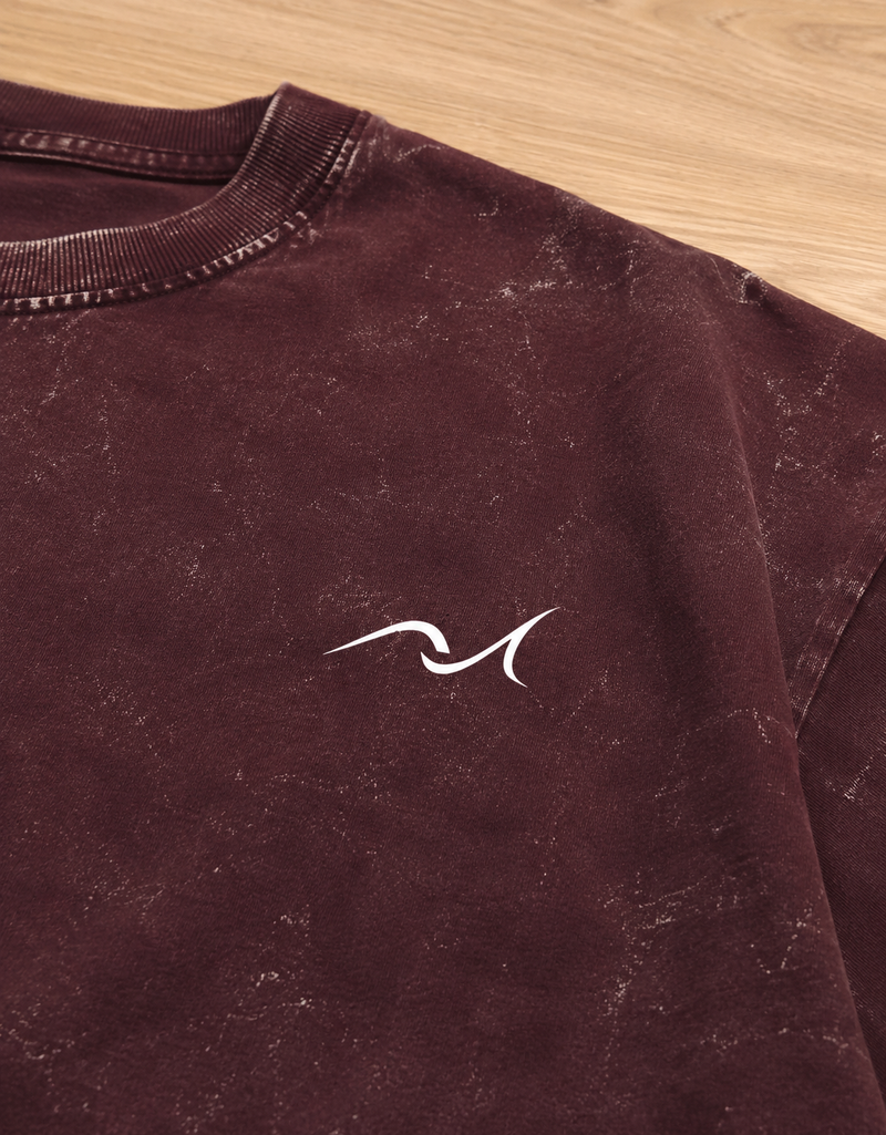 Unisex Acid Washed Maroon Oversized Tee