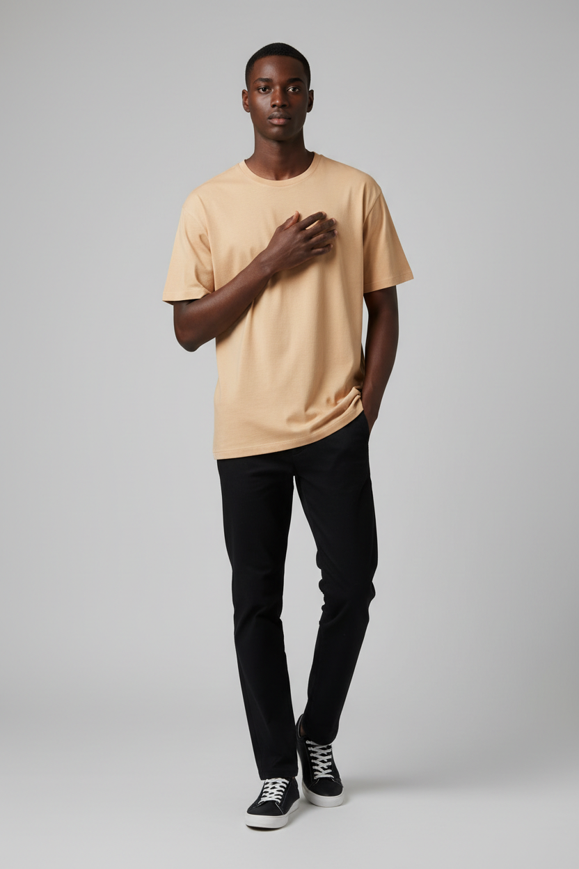 Beige Tee Pose 2
