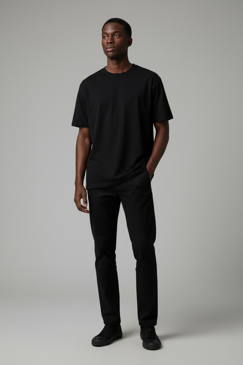 Black Tee Pose 1