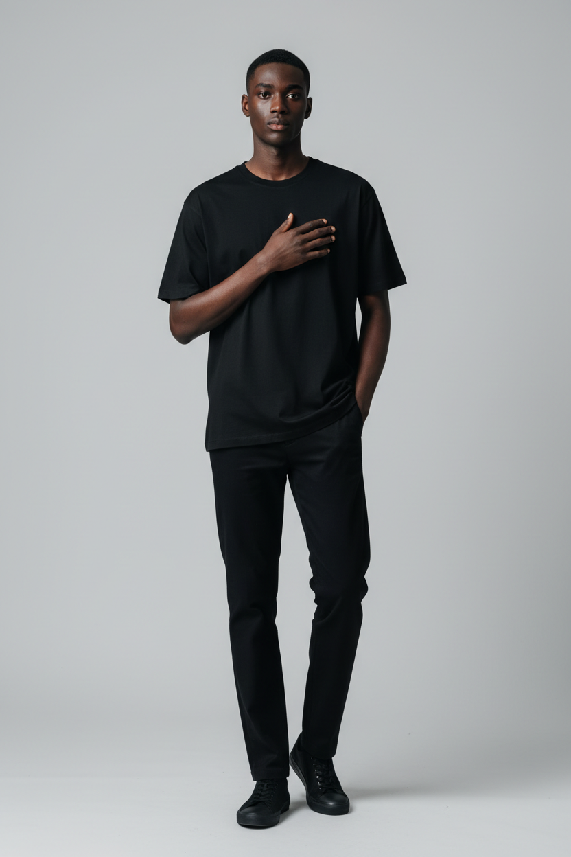 Black Tee Pose 2