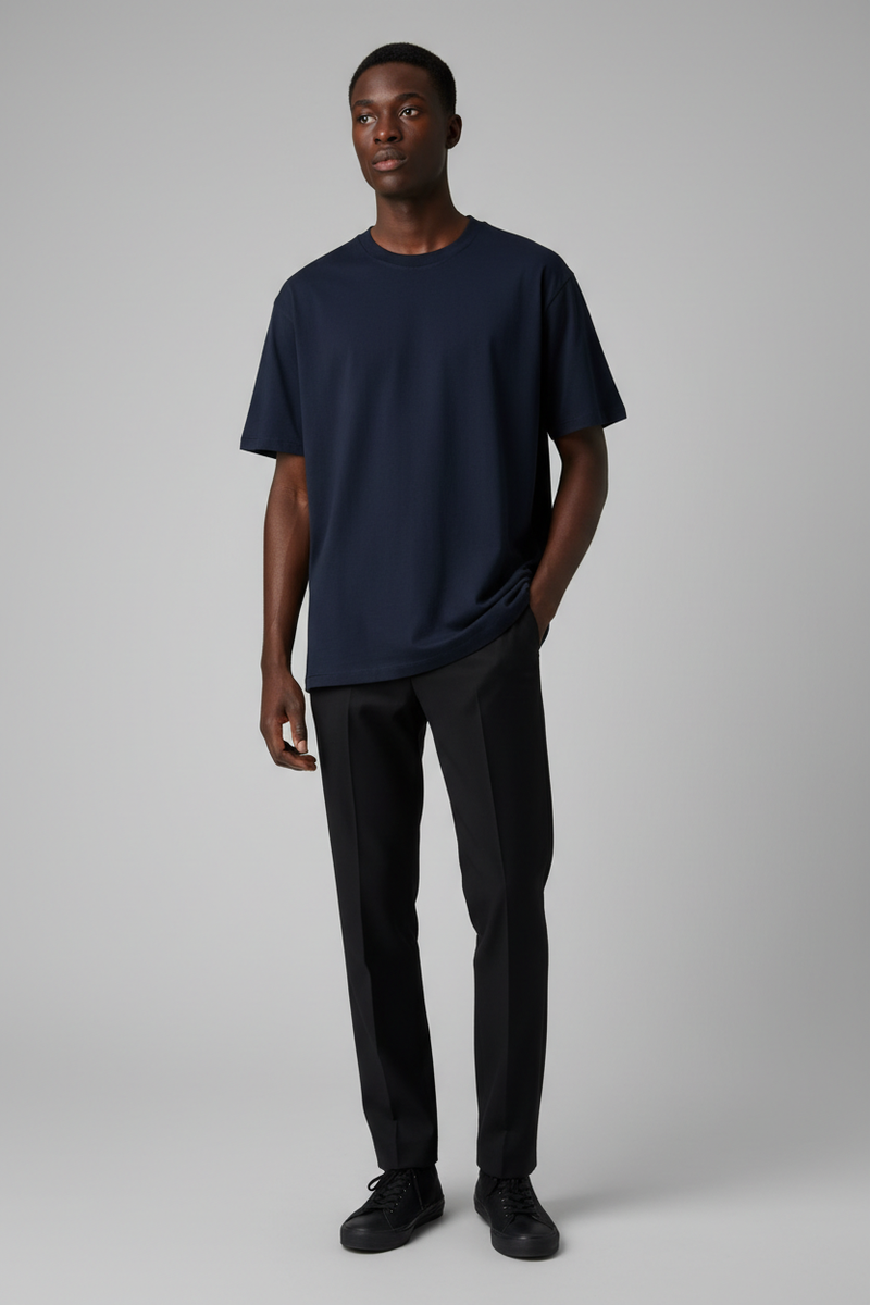 Premium Plain  Navy Blue Oversized T-Shirt