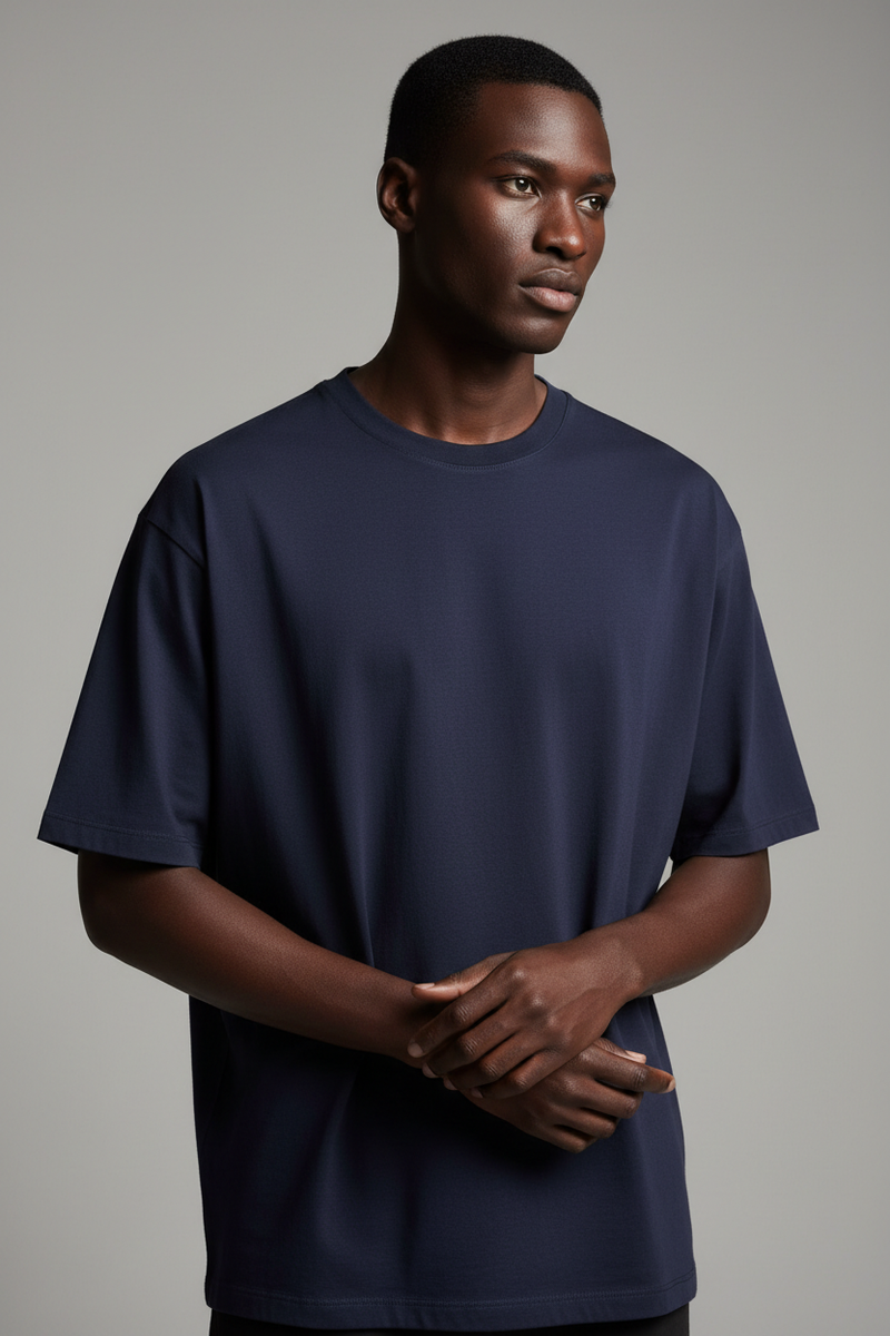 Premium Plain  Navy Blue Oversized T-Shirt