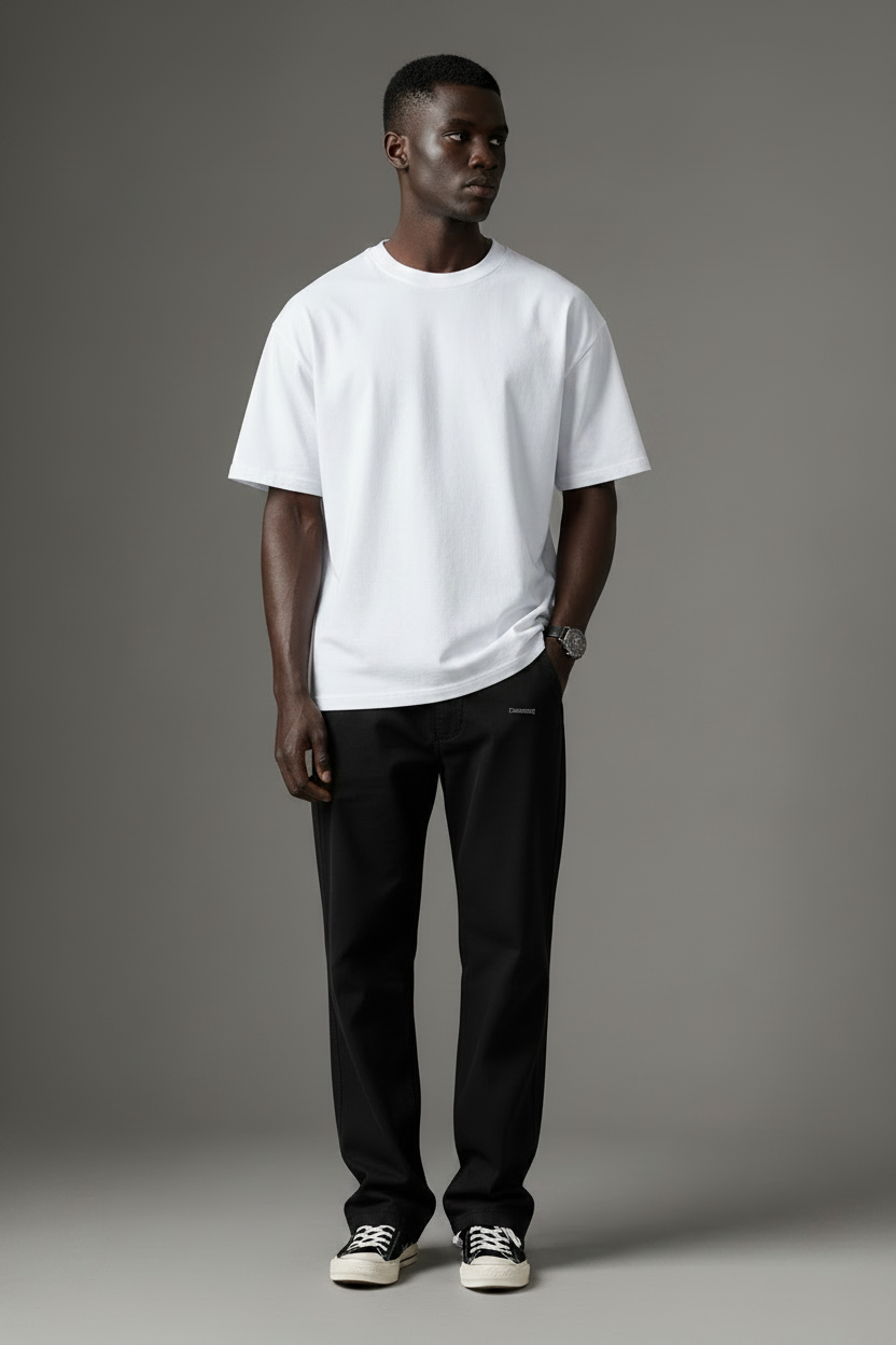 White Tee Standing Pose